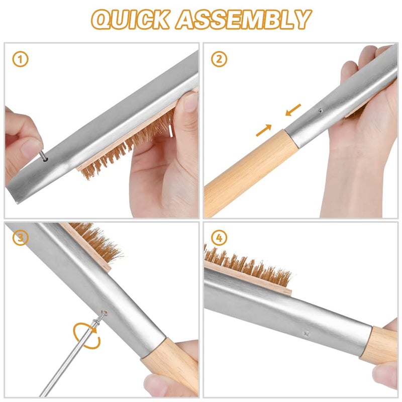 Aolso Pizza Oven Brush  21"" Brush and Stainless Steel Scraper for Pizza Stone  BBQ Grill Cleaning Brush Non Scratch Heat Proof Brass Bristles with Screwdriver  Outdoor Pizza Oven and Accessories - Image 5